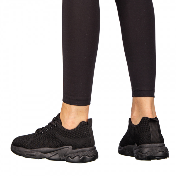 Γυναικεία αθλητικά παπούτσια  μαύρα από ύφασμαMorison, 5 - Kalapod.gr